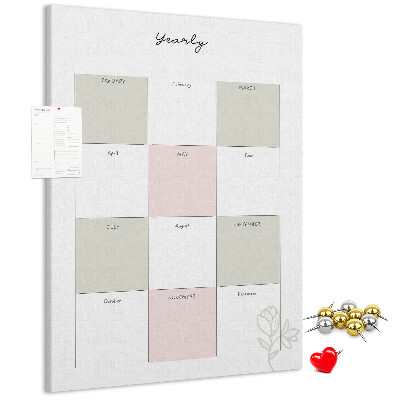 Tablero de corcho para pared con diseño minimalista de agenda anual