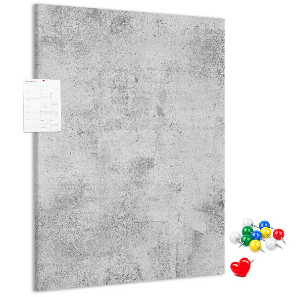 Tablón de corcho Gris minimalista con textura de hormigón.