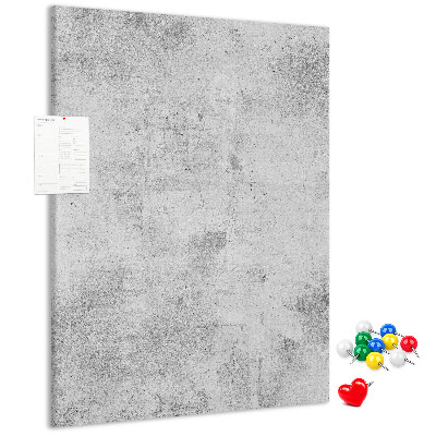 Tablón de corcho Gris minimalista con textura de hormigón.