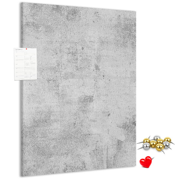 Tablón de corcho Gris minimalista con textura de hormigón.