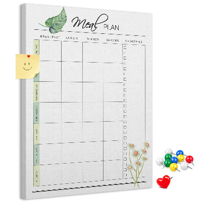 Tablero de corcho Plan de comidas con detalles florales