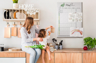 Tablero de corcho Plan de comidas con detalles florales