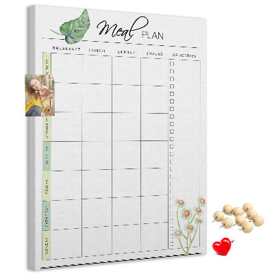 Tablero de corcho Plan de comidas con detalles florales