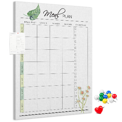 Tablero de corcho Plan de comidas con detalles florales
