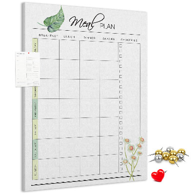 Tablero de corcho Plan de comidas con detalles florales