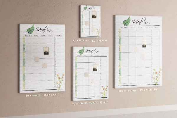 Tablero de corcho Plan de comidas con detalles florales