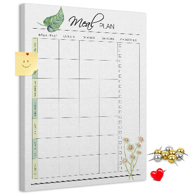 Tablero de corcho Plan de comidas con detalles florales