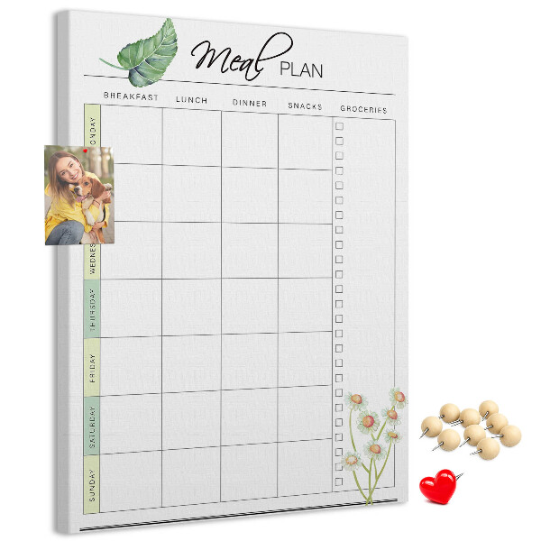 Tablero de corcho Plan de comidas con detalles florales