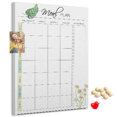 Tablero de corcho Plan de comidas con detalles florales