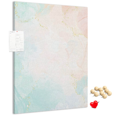 Pizarra de corcho decorativa con diseño de delicados lunares en tonos pastel y detalles dorados