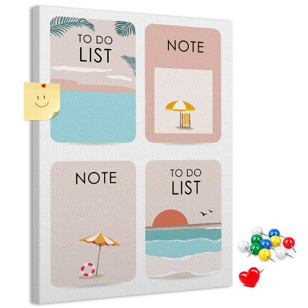 Tablero de corcho Lista de tareas y notas para el verano