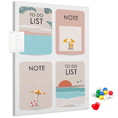 Tablero de corcho Lista de tareas y notas para el verano
