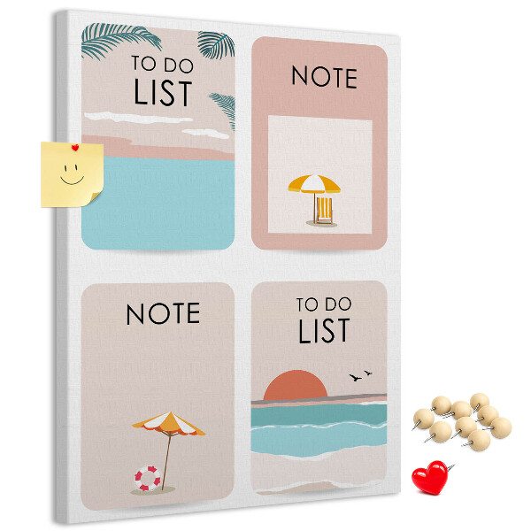 Tablero de corcho Lista de tareas y notas para el verano