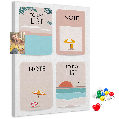 Tablero de corcho Lista de tareas y notas para el verano
