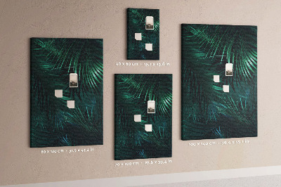 Tablero de corcho para pared con diseño de hojas tropicales en tonos verdes intensos