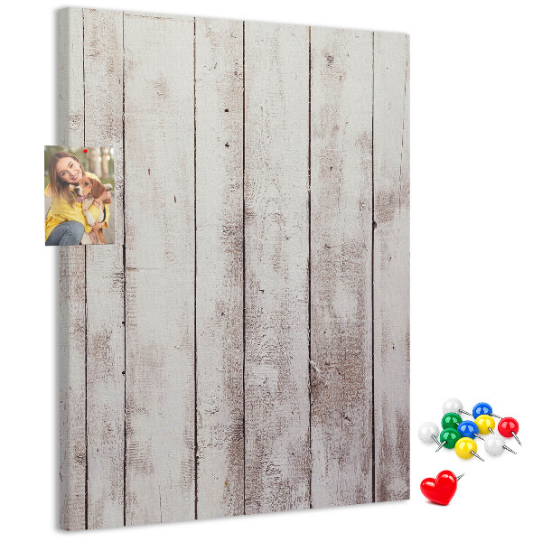 Decoración pizarra de corcho Tablas rústicas en tono claro
