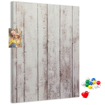 Decoración pizarra de corcho Tablas rústicas en tono claro