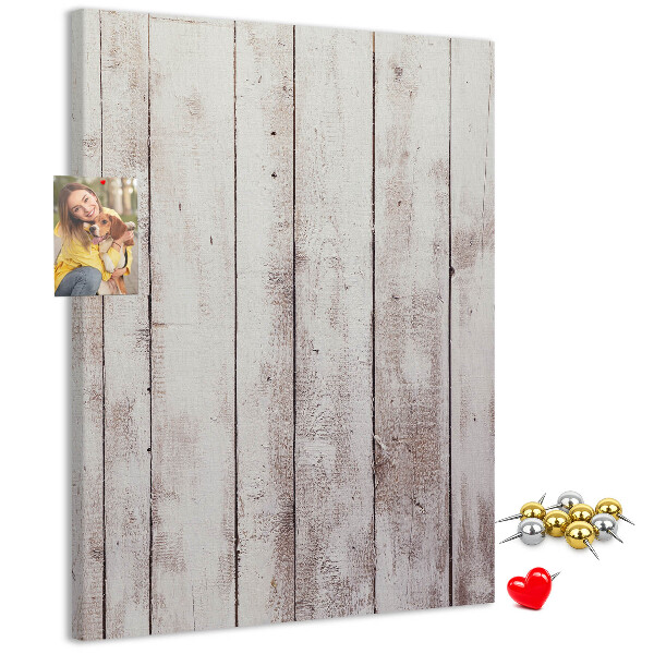 Decoración pizarra de corcho Tablas rústicas en tono claro