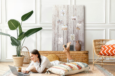 Decoración pizarra de corcho Tablas rústicas en tono claro