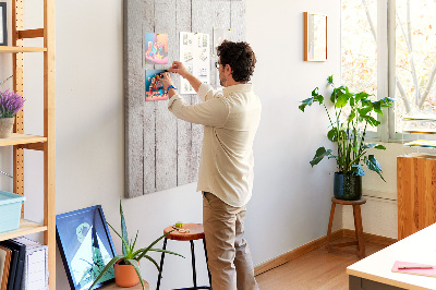 Decoración pizarra de corcho Tablas rústicas en tono claro