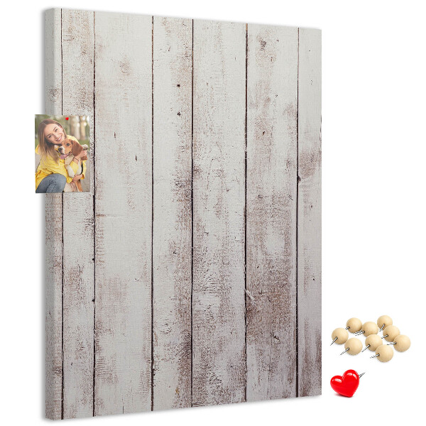 Decoración pizarra de corcho Tablas rústicas en tono claro