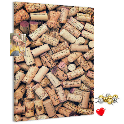 Decoración pizarra de corcho colección de corchos de botellas de vino