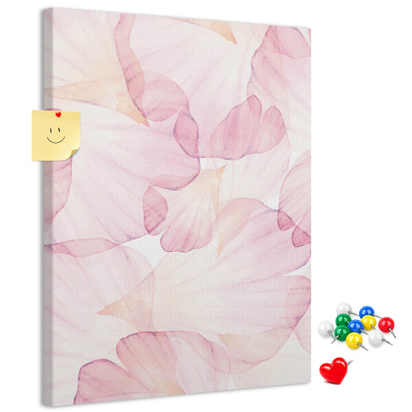 Tablero de corcho para pared con diseño de delicados pétalos en tonos pastel