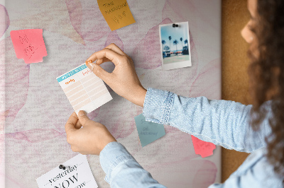 Tablero de corcho para pared con diseño de delicados pétalos en tonos pastel