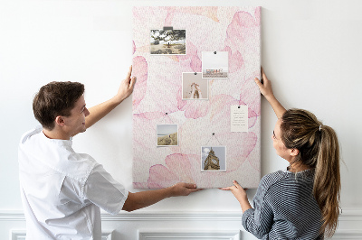 Tablero de corcho para pared con diseño de delicados pétalos en tonos pastel