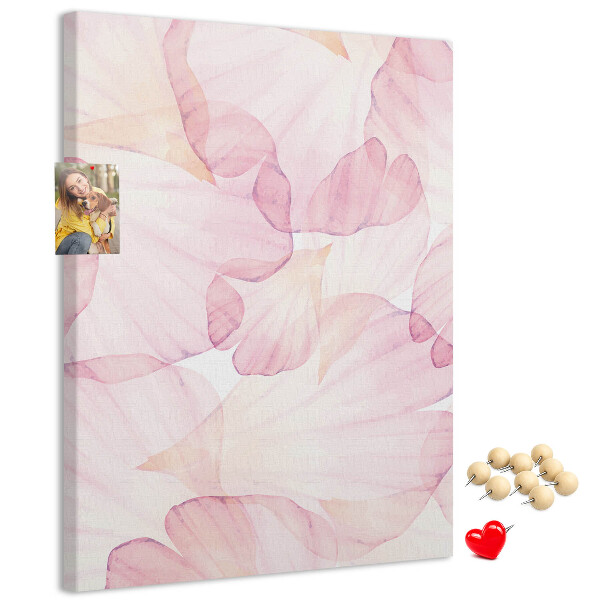 Tablero de corcho para pared con diseño de delicados pétalos en tonos pastel