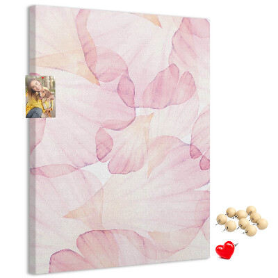 Tablero de corcho para pared con diseño de delicados pétalos en tonos pastel