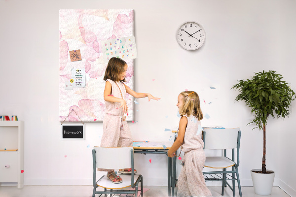 Tablero de corcho para pared con diseño de delicados pétalos en tonos pastel