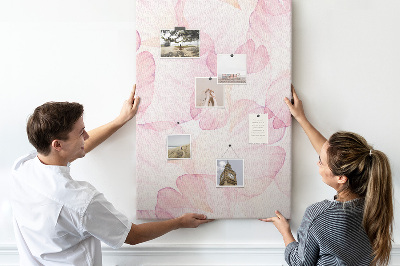 Tablero de corcho para pared con diseño de delicados pétalos en tonos pastel