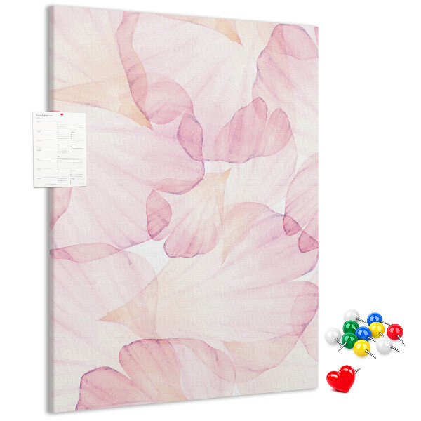 Tablero de corcho para pared con diseño de delicados pétalos en tonos pastel