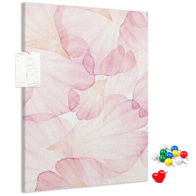 Tablero de corcho para pared con diseño de delicados pétalos en tonos pastel