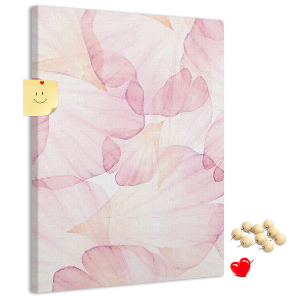 Tablero de corcho para pared con diseño de delicados pétalos en tonos pastel