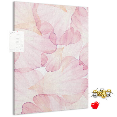 Tablero de corcho para pared con diseño de delicados pétalos en tonos pastel