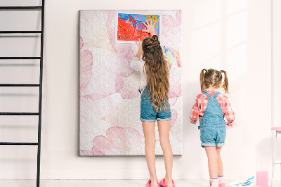 Tablero de corcho para pared con diseño de delicados pétalos en tonos pastel
