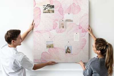 Tablero de corcho para pared con diseño de delicados pétalos en tonos pastel