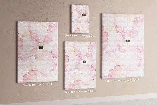 Tablero de corcho para pared con diseño de delicados pétalos en tonos pastel