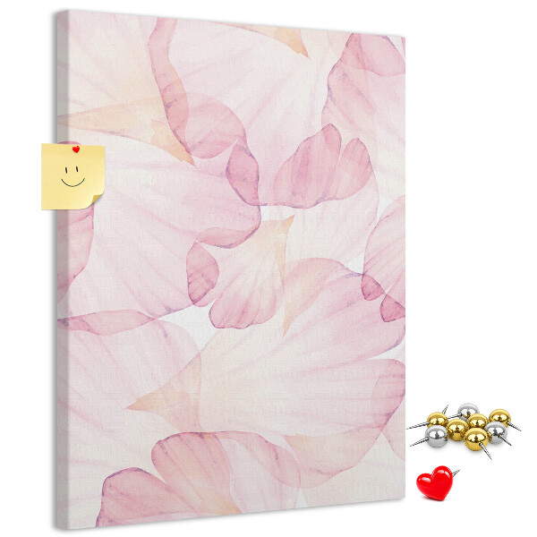 Tablero de corcho para pared con diseño de delicados pétalos en tonos pastel