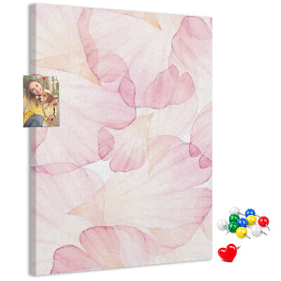 Tablero de corcho para pared con diseño de delicados pétalos en tonos pastel