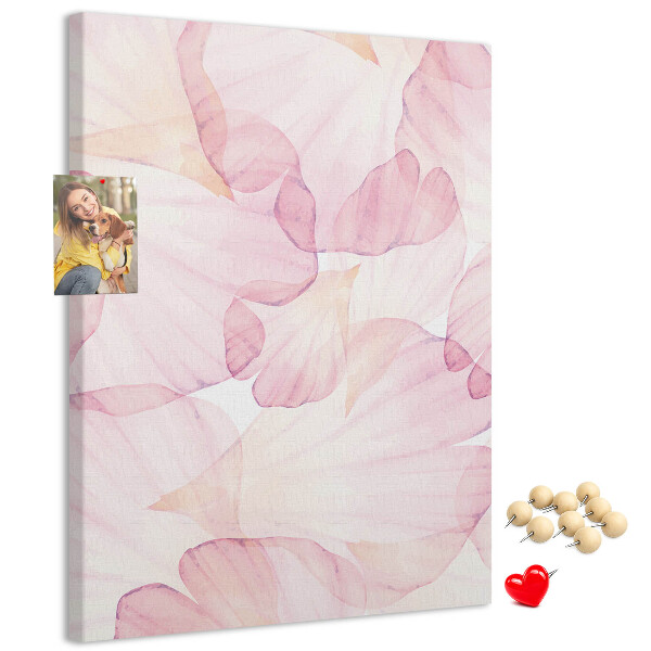 Tablero de corcho para pared con diseño de delicados pétalos en tonos pastel