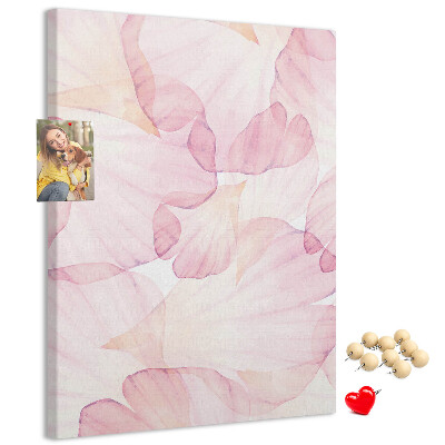 Tablero de corcho para pared con diseño de delicados pétalos en tonos pastel