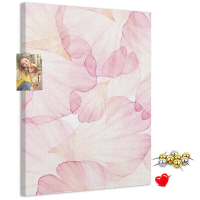 Tablero de corcho para pared con diseño de delicados pétalos en tonos pastel