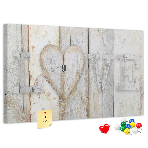 Tablero de anuncios Placa de madera con la palabra amor