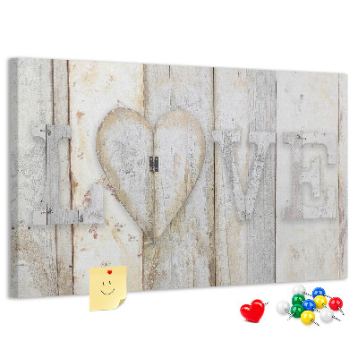Tablero de anuncios Placa de madera con la palabra amor