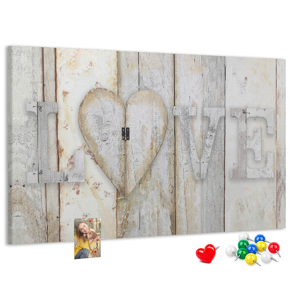 Tablero de anuncios Placa de madera con la palabra amor