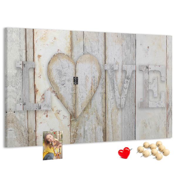 Tablero de anuncios Placa de madera con la palabra amor