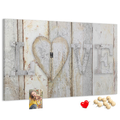 Tablero de anuncios Placa de madera con la palabra amor